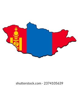 Mongolia flag vector illustration, fits Mongolia country map frame, on isolated white background, cool for sticker, emblem, badge
banners, t-shirts, etc.