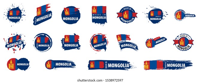 Mongolia flag, vector illustration on a white background