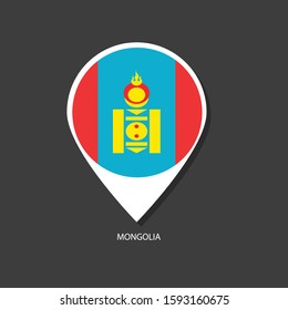 Mongolia flag Vector marker with flags.