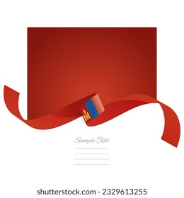 Mongolia flag vector. World flags and ribbons. Mongolian flag ribbon on abstract color background