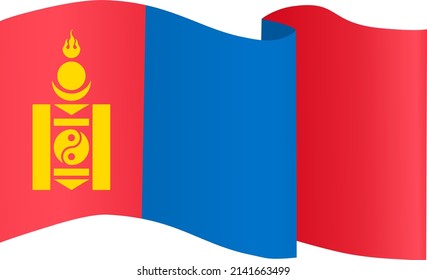 Mongolei-Flaggenwelle einzeln auf transparentem oder festem Hintergrund,Symbol Mongolei,Vorlage für Banner,Karte,Werbung,Werbung,Werbung,und Länderplakat für Unternehmen, Vektorgrafik