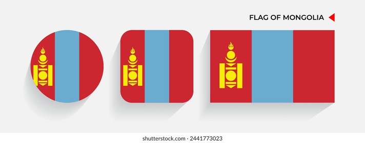 Mongolia Flags arranged in round, square and rectangular shapes