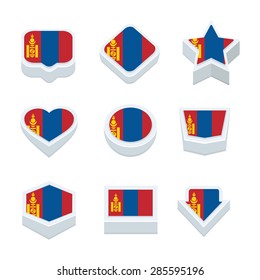 mongolia flags icons and button set nine styles