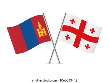 Mongolia and Georgia flags. Vector illustration.
