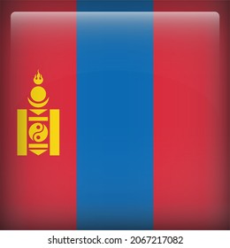 Mongolia Glossy 3D Square Country Flag Icon