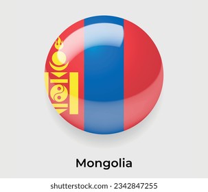 Mongolia lustroso bandera nacional burbuja forma redonda icono ilustración vectorial vidrio