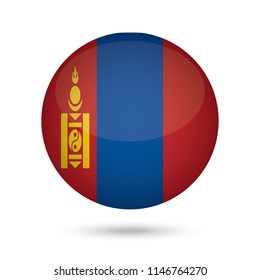 Mongolia glossy round button. Vector Illustration EPS10.