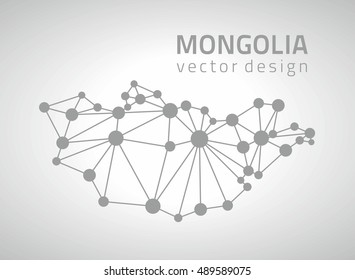 Mongolia grey vector dot mosaic outline map