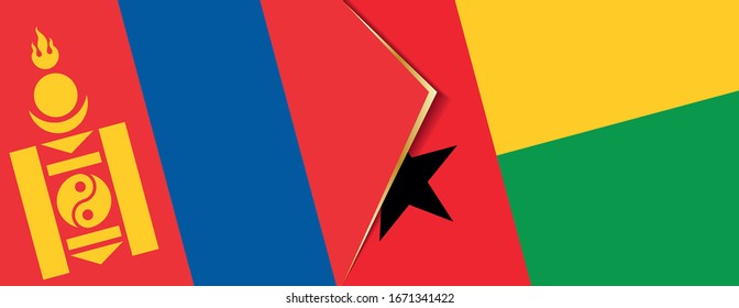 Banderas de Mongolia y Guinea-Bissau, dos banderas vectoriales símbolo de relación o enfrentamiento.