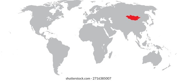 Mongolia destacada en el diseño del Vector del mapa mundial