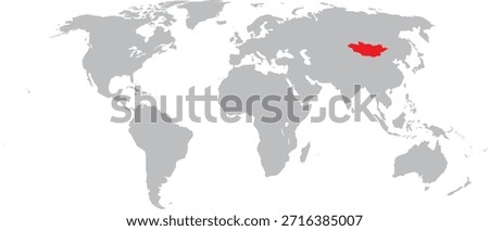 Mongolia Highlighted on World Map Vector Design