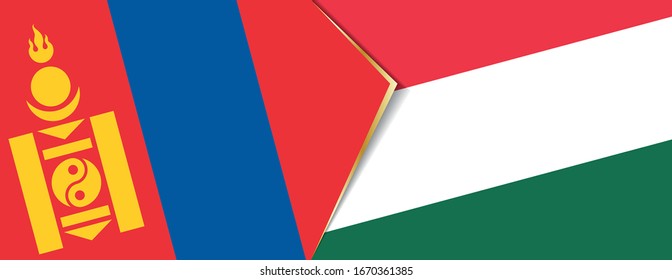 Mongolia and Hungary flags, two vector flags symbol of relationship or confrontation.