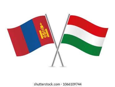 Mongolia and Hungary flags. Vector illustration.