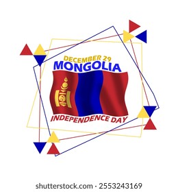 Mongolia Independence Day to celebrate on December 29th. Mongolian flag flying on white background. Happy Independence day.