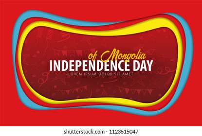 Mongolia. Independence day greeting card. Paper cut style