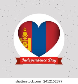 Mongolia Independence Day With Heart Emblem Design