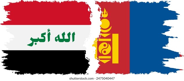 Banderas grunge de Mongolia e Irak conexión, Vector