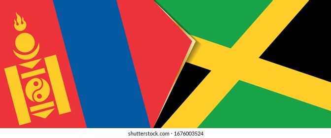Mongolia and Jamaica flags, two vector flags symbol of relationship or confrontation.