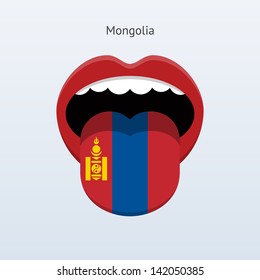 Mongolia language. Abstract human mouth. Vector illustration.