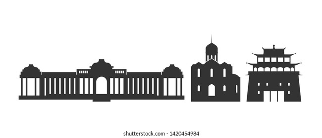 Mongolia logo. Isolated Mongolian architecture on white background