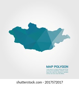 Mongolia Map Abstract geometric rumpled triangular low poly style gradient graphic on white background