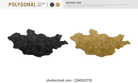 Mongolei Karte des abstrakten Goldes und des schwarzen Vektorpolygonsets.