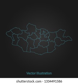 Mongolia map - Abstract mash line and point scales on dark background with Mongolia. flat design style, clean and modern. Vector Illustration eps10