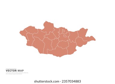 Mongolia Map - abstract style orange isolated on white background for design vector.