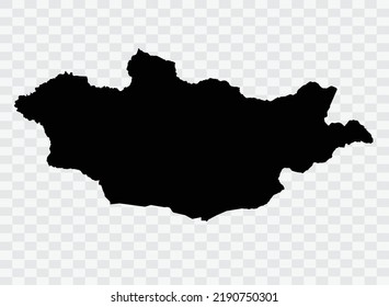 Mongolia Map black Color on Backgound png  not divided into cities
