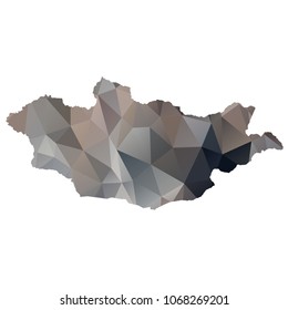 mongolia map - Black, grey, geometric rumpled low poly style gradient graphic background, polygonal design for your. Vector illustration eps 10.