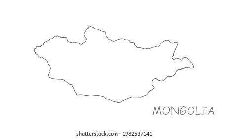Mongolia map black line on white background. Vector illustration.
