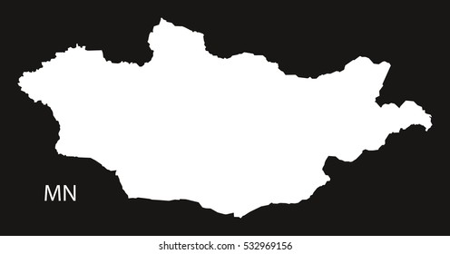 Mongolia Map black and white illustration