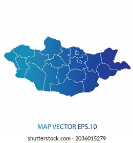 Mongolia map, blue gradient color , infographic style , on white background with Map World. Wire frame 3D mesh , map 3D,