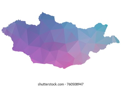 mongolia map. Blue and Pink polygonal shape vector illustration on white background. Vector illustration eps 10.