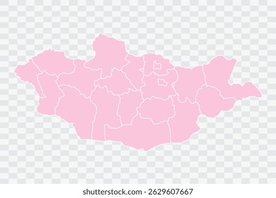 Mongólia Map Blush Color on White Background qualidade arquivos Png
