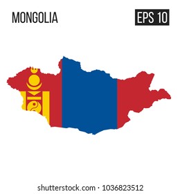 Mongolia map border with flag vector EPS10