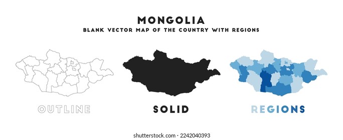Mongolia map. Borders of Mongolia for your infographic. Vector country shape. Vector illustration.