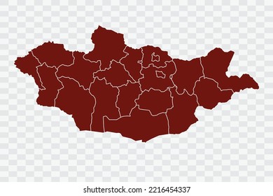 Mongolia Map burnt brown Color on White Background quality files Color (701205) png