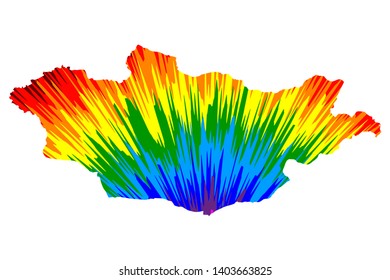 Mongolia - map is designed rainbow abstract colorful pattern, Mongolia map made of color explosion,