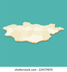 Mongolia Map Detailed Three Dimensional