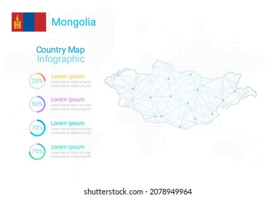 Mongolia map with elements of infographics template. Vector eps10.