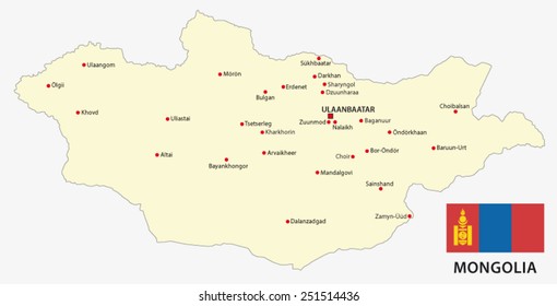 mongolia map with flag