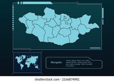 Mapa de Mongolia Fondo de la colección de elementos del mapa de infografía futurista