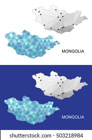 Mongolia map in geometric polygonal style. Abstract gems triangle.