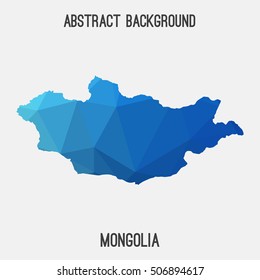 Mongolia map in geometric polygonal,mosaic style.Abstract tessellation,modern design background,low poly. Vector illustration.