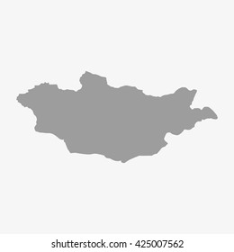 Mongolia  map in gray on a white background