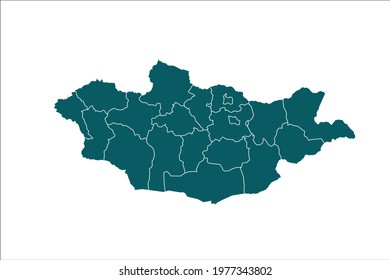 Mongolia Map Green Color on White Backgound