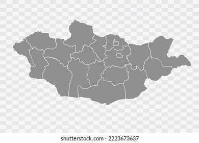 Mongolia Map grey Color on White Background  Png
