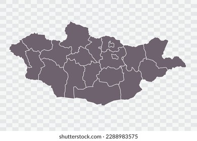Mongolia Map Grey Color on White Background quality files Png