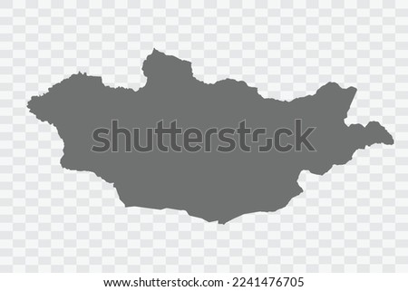 Mongolia Map grey Color on White no demarcation line Background  Png